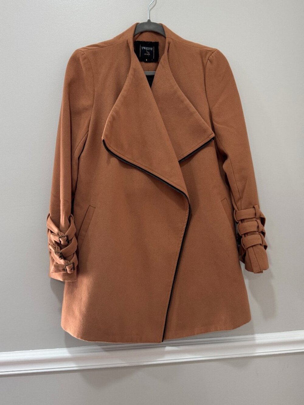Twelve Camel Wrap Coat | Wool Blend Buckle Cuff Jacket S